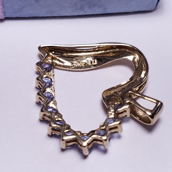 10.00ct Heart Shaped Tanzanite Pendant in 18K White Gold  Estate .44cttw Natural Tazanite/Diamond Polished 10Kt Y/Gold Heart Pendant#22496